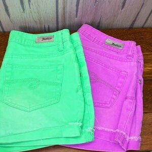 JUSTICE Girls Size 14R Bright Spring Colored Denim Shorts (2 Pairs)